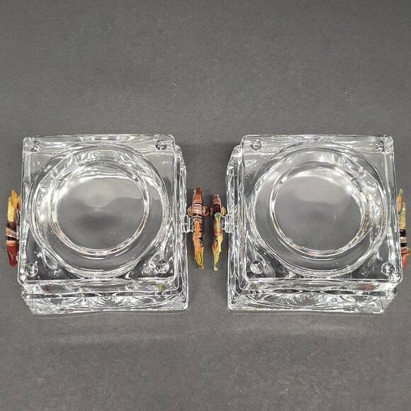 Crystal Glass Votive Candle Holder Murano Fish Accent Set Of 2 - Picture 7 of 8